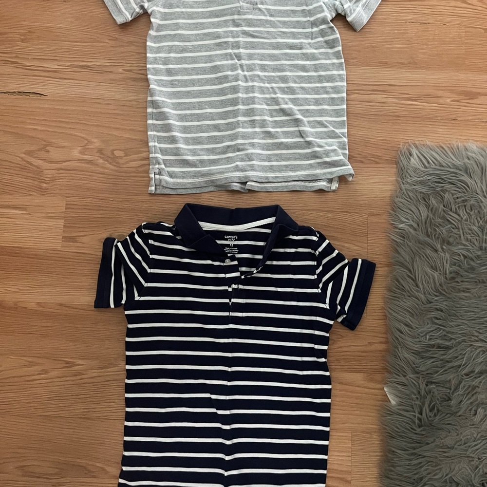 Carter's Gray and Navy Striped Polo Set